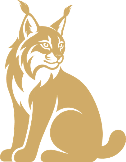 Le lynx d’Argonova Games, assis, le regard tourné vers l’arrière